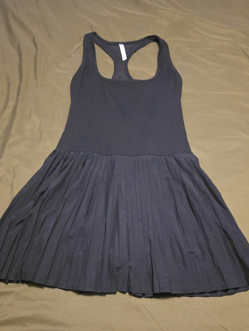 Fabletics Black Racerback Pleated Skirt Dress